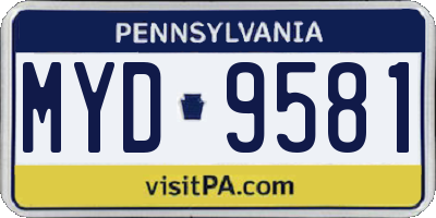 PA license plate MYD9581