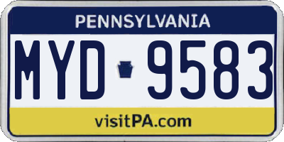 PA license plate MYD9583