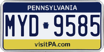PA license plate MYD9585