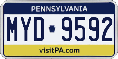 PA license plate MYD9592