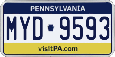 PA license plate MYD9593
