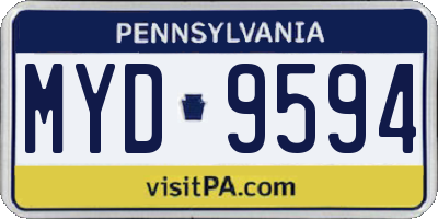PA license plate MYD9594