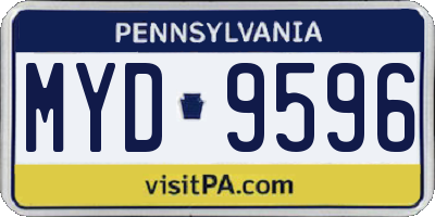 PA license plate MYD9596
