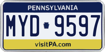 PA license plate MYD9597