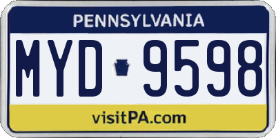 PA license plate MYD9598