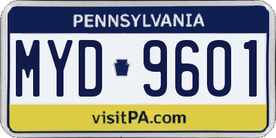 PA license plate MYD9601