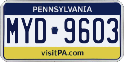 PA license plate MYD9603