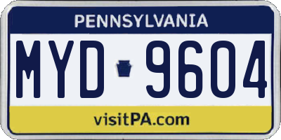 PA license plate MYD9604
