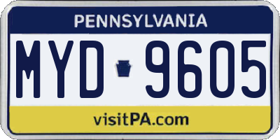 PA license plate MYD9605