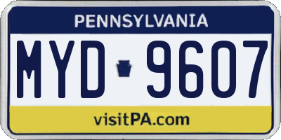 PA license plate MYD9607