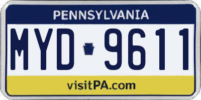 PA license plate MYD9611