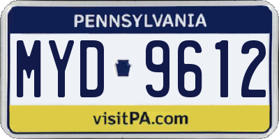 PA license plate MYD9612