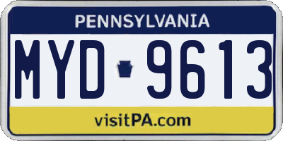 PA license plate MYD9613