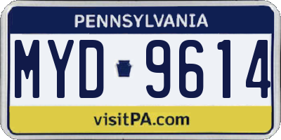 PA license plate MYD9614