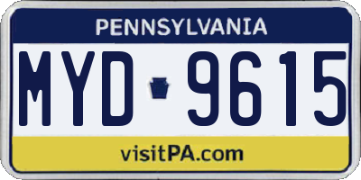 PA license plate MYD9615