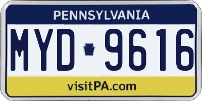 PA license plate MYD9616