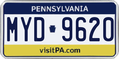 PA license plate MYD9620