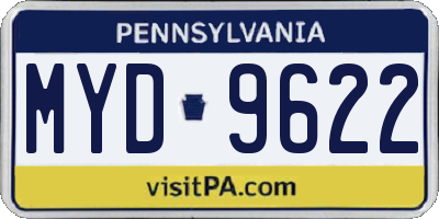 PA license plate MYD9622