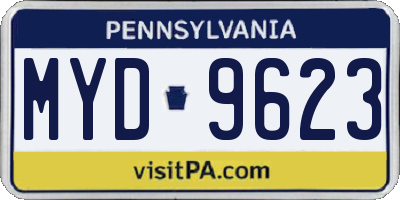 PA license plate MYD9623
