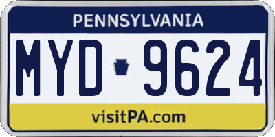 PA license plate MYD9624