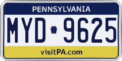 PA license plate MYD9625
