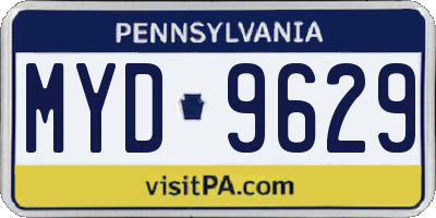 PA license plate MYD9629
