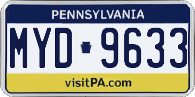 PA license plate MYD9633