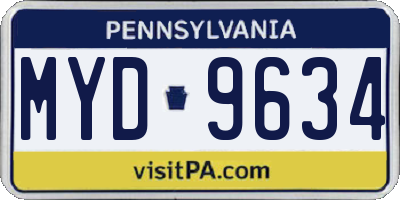 PA license plate MYD9634