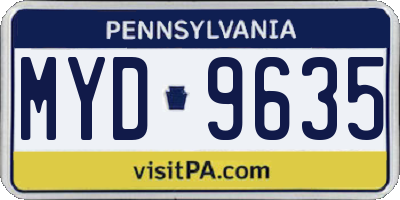 PA license plate MYD9635