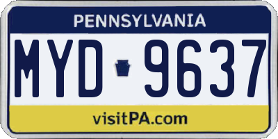 PA license plate MYD9637