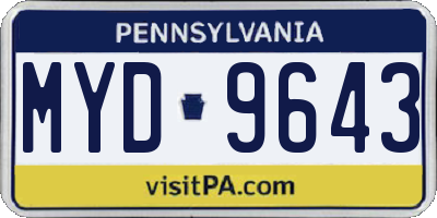 PA license plate MYD9643
