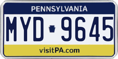 PA license plate MYD9645