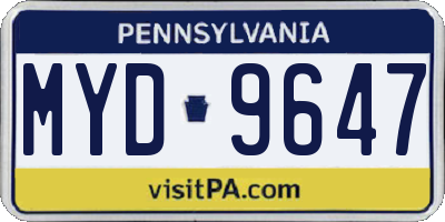 PA license plate MYD9647