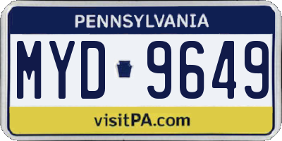 PA license plate MYD9649