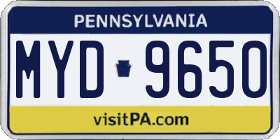 PA license plate MYD9650