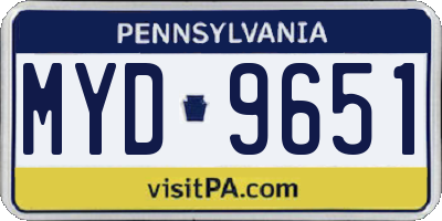 PA license plate MYD9651