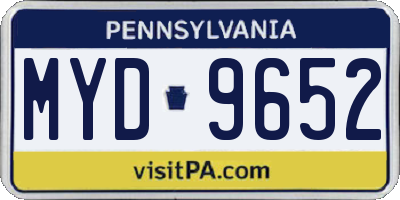 PA license plate MYD9652