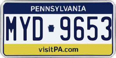 PA license plate MYD9653