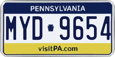 PA license plate MYD9654