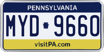 PA license plate MYD9660