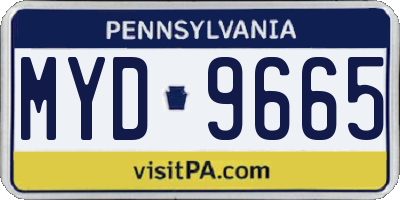 PA license plate MYD9665