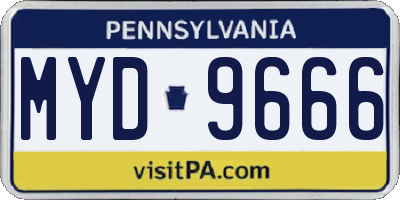 PA license plate MYD9666