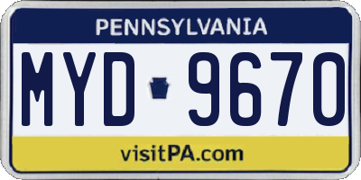 PA license plate MYD9670