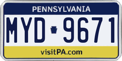 PA license plate MYD9671