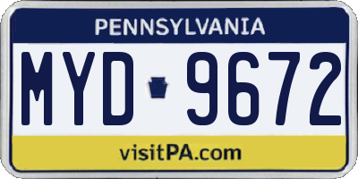 PA license plate MYD9672