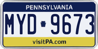 PA license plate MYD9673