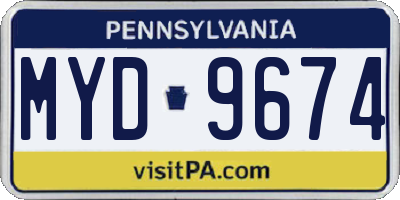 PA license plate MYD9674