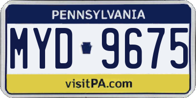 PA license plate MYD9675