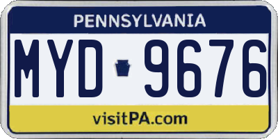 PA license plate MYD9676