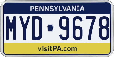 PA license plate MYD9678